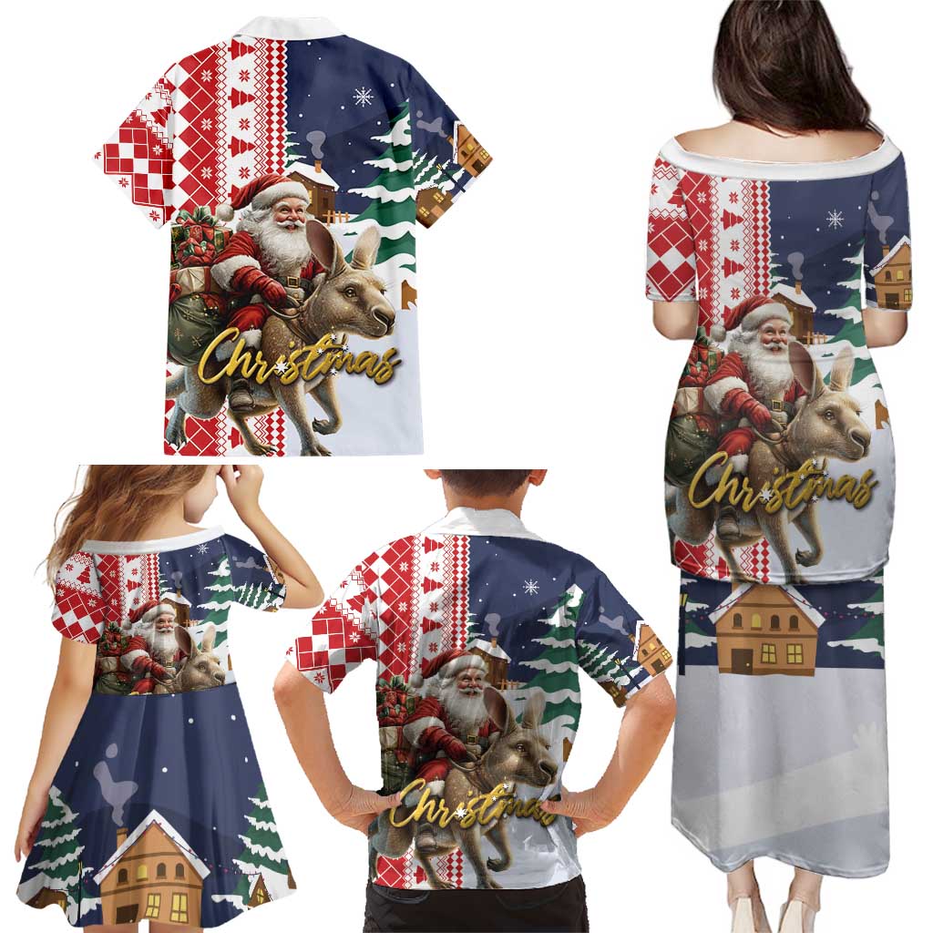 Kangaroo Australia Christmas Family Matching Puletasi and Hawaiian Shirt Xmas Pattern