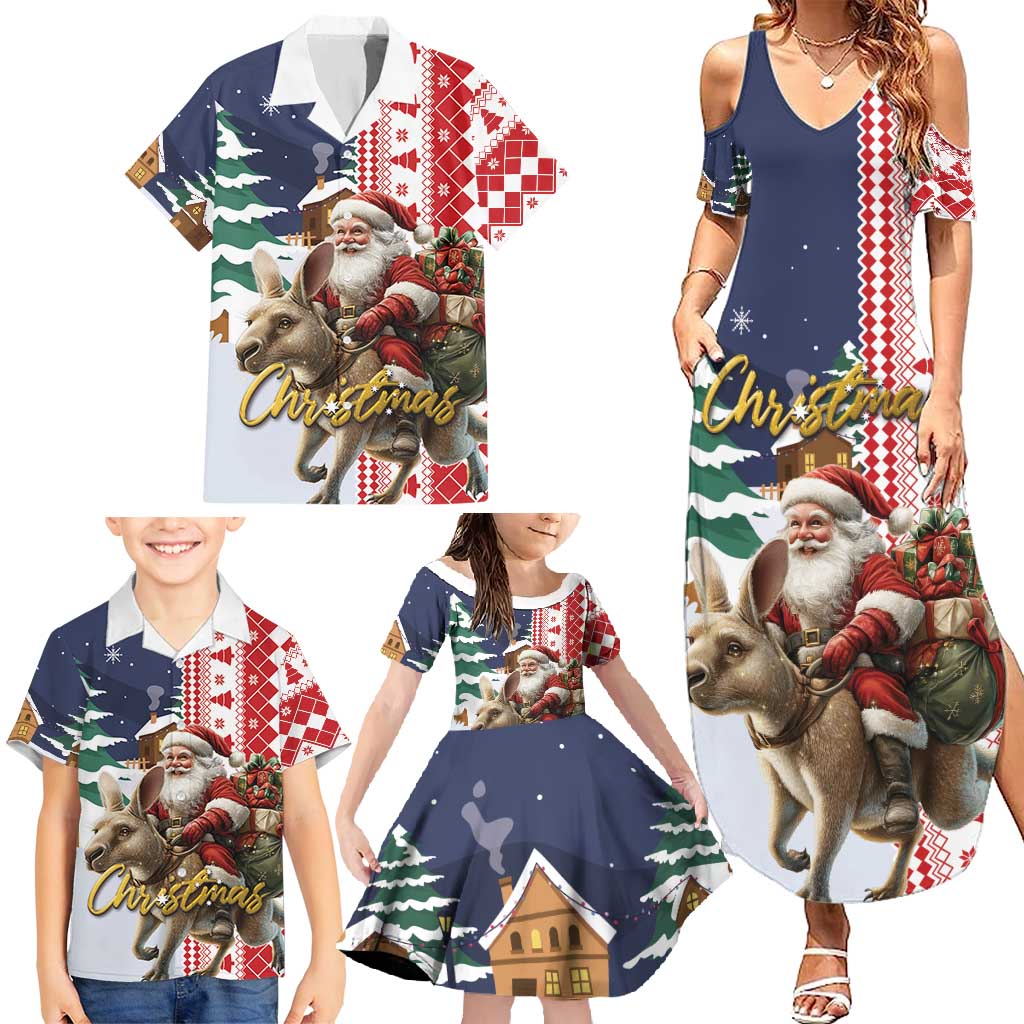 Kangaroo Australia Christmas Family Matching Summer Maxi Dress and Hawaiian Shirt Xmas Pattern