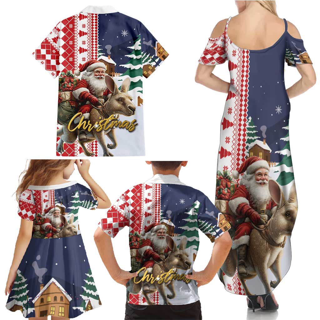 Kangaroo Australia Christmas Family Matching Summer Maxi Dress and Hawaiian Shirt Xmas Pattern