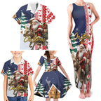 Kangaroo Australia Christmas Family Matching Tank Maxi Dress and Hawaiian Shirt Xmas Pattern