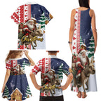 Kangaroo Australia Christmas Family Matching Tank Maxi Dress and Hawaiian Shirt Xmas Pattern