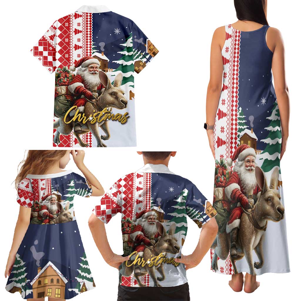 Kangaroo Australia Christmas Family Matching Tank Maxi Dress and Hawaiian Shirt Xmas Pattern