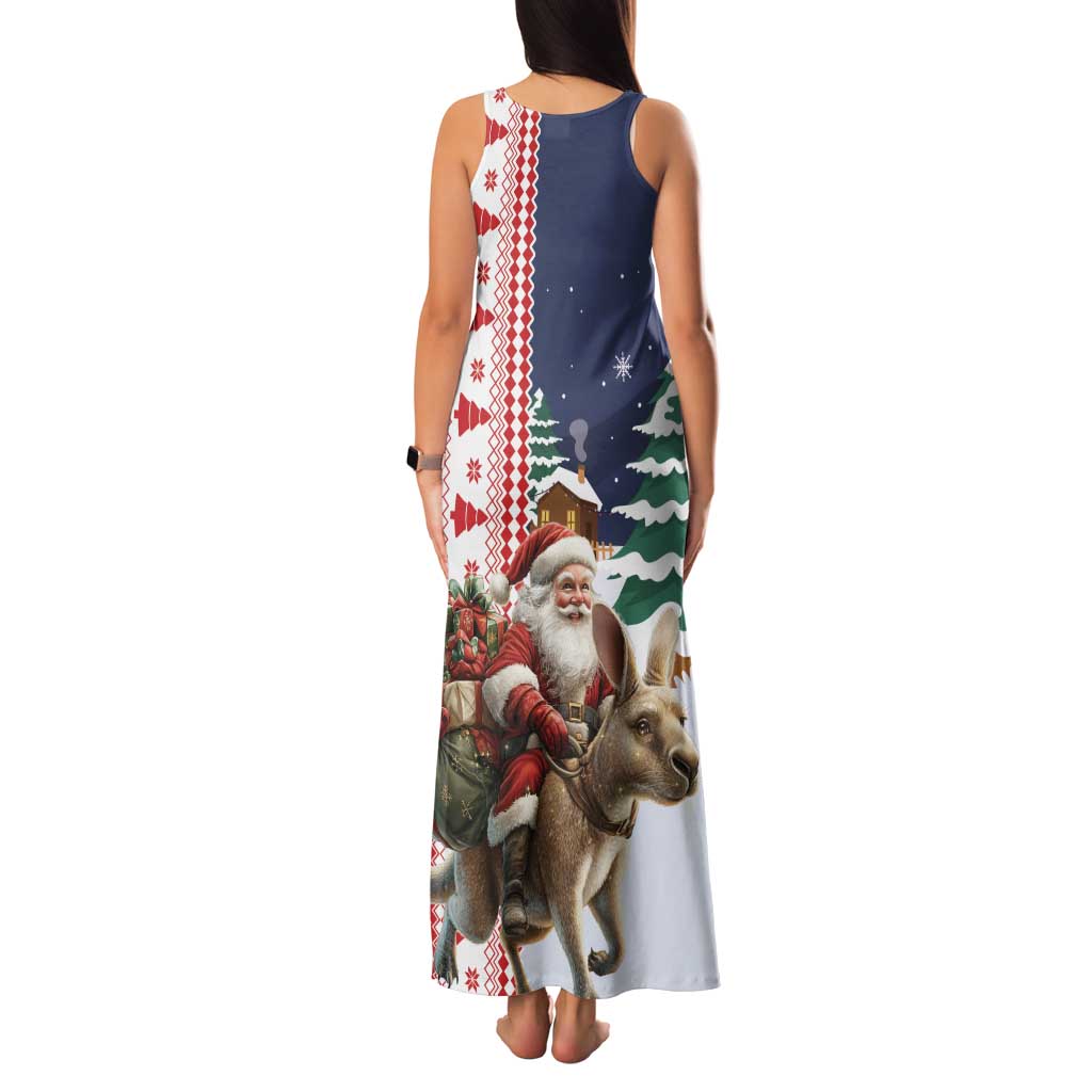 Kangaroo Australia Christmas Family Matching Tank Maxi Dress and Hawaiian Shirt Xmas Pattern