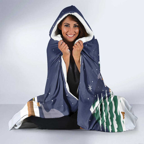 Kangaroo Australia Christmas Hooded Blanket Xmas Pattern