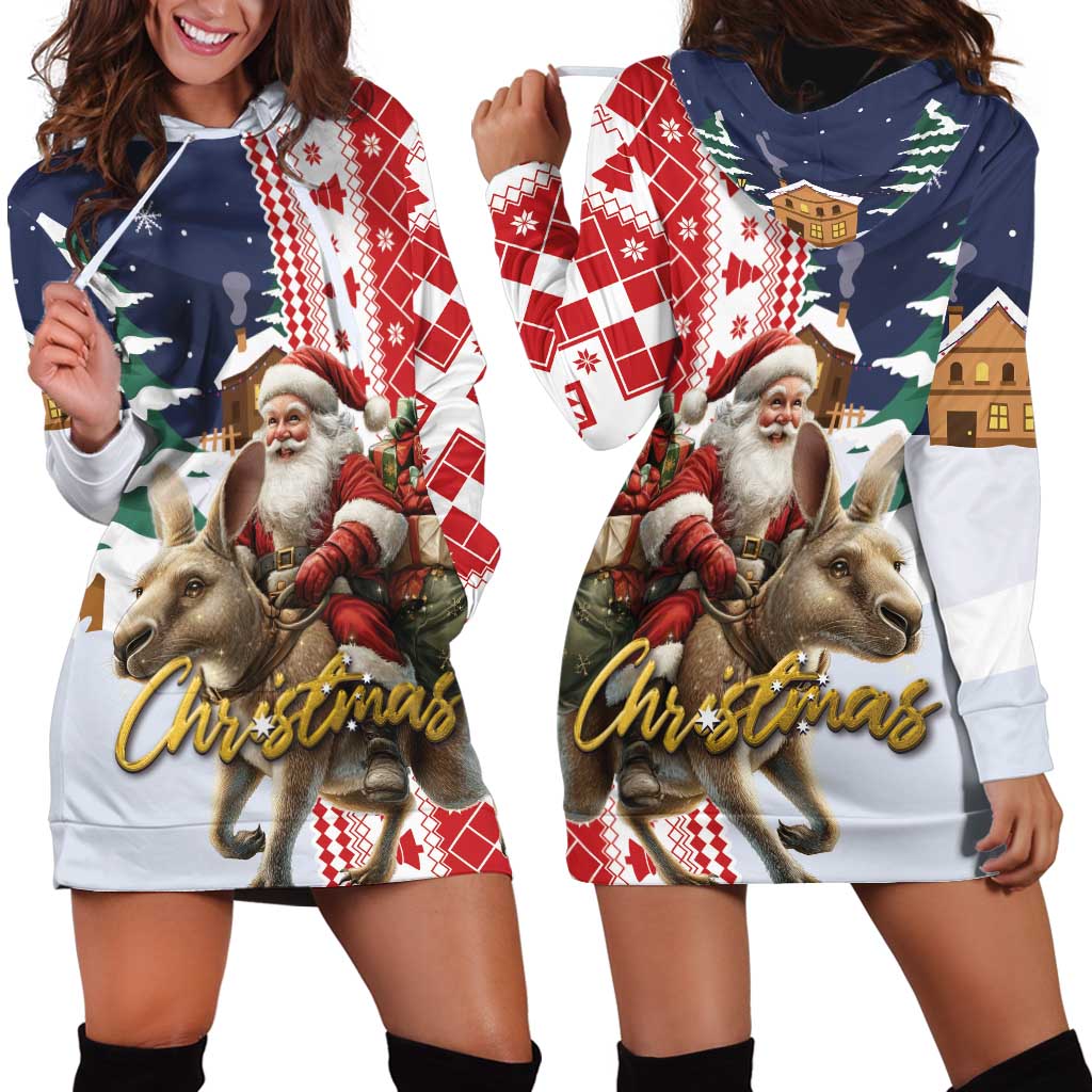 Kangaroo Australia Christmas Hoodie Dress Xmas Pattern