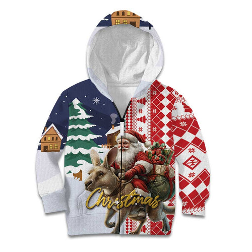 Kangaroo Australia Christmas Kid Hoodie Xmas Pattern