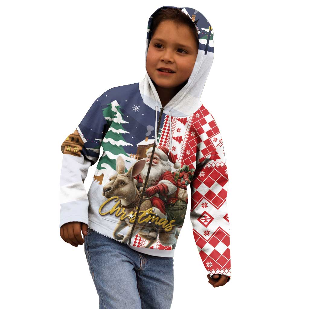 Kangaroo Australia Christmas Kid Hoodie Xmas Pattern