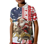 Kangaroo Australia Christmas Kid Polo Shirt Xmas Pattern