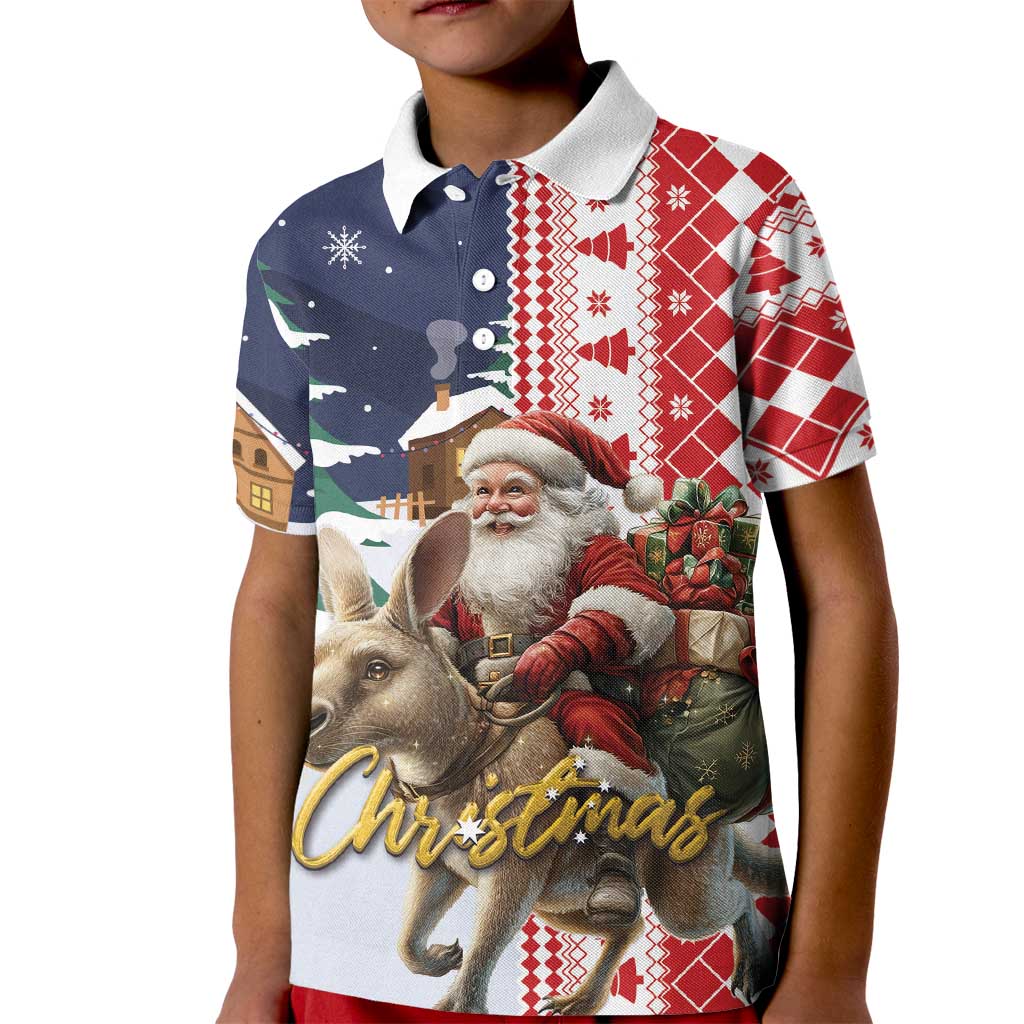 Kangaroo Australia Christmas Kid Polo Shirt Xmas Pattern