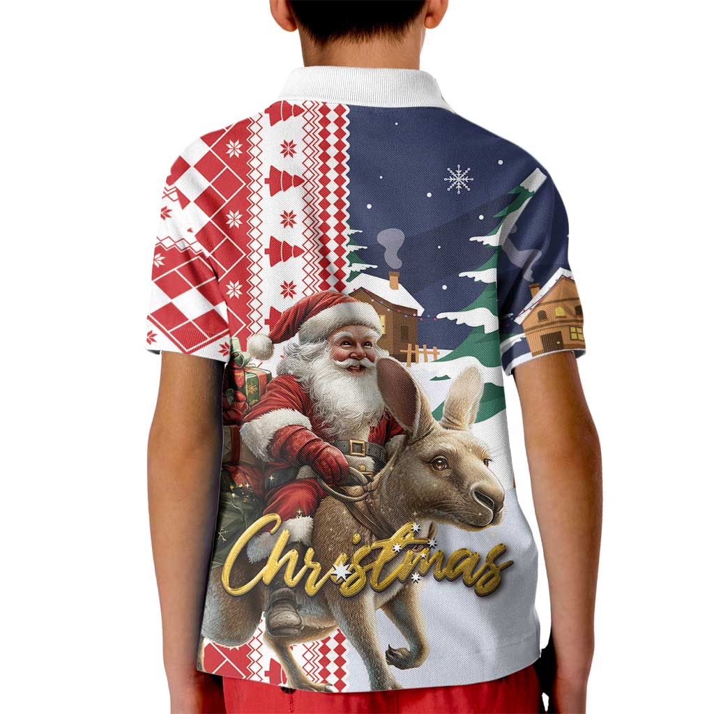 Kangaroo Australia Christmas Kid Polo Shirt Xmas Pattern