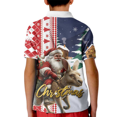 Kangaroo Australia Christmas Kid Polo Shirt Xmas Pattern