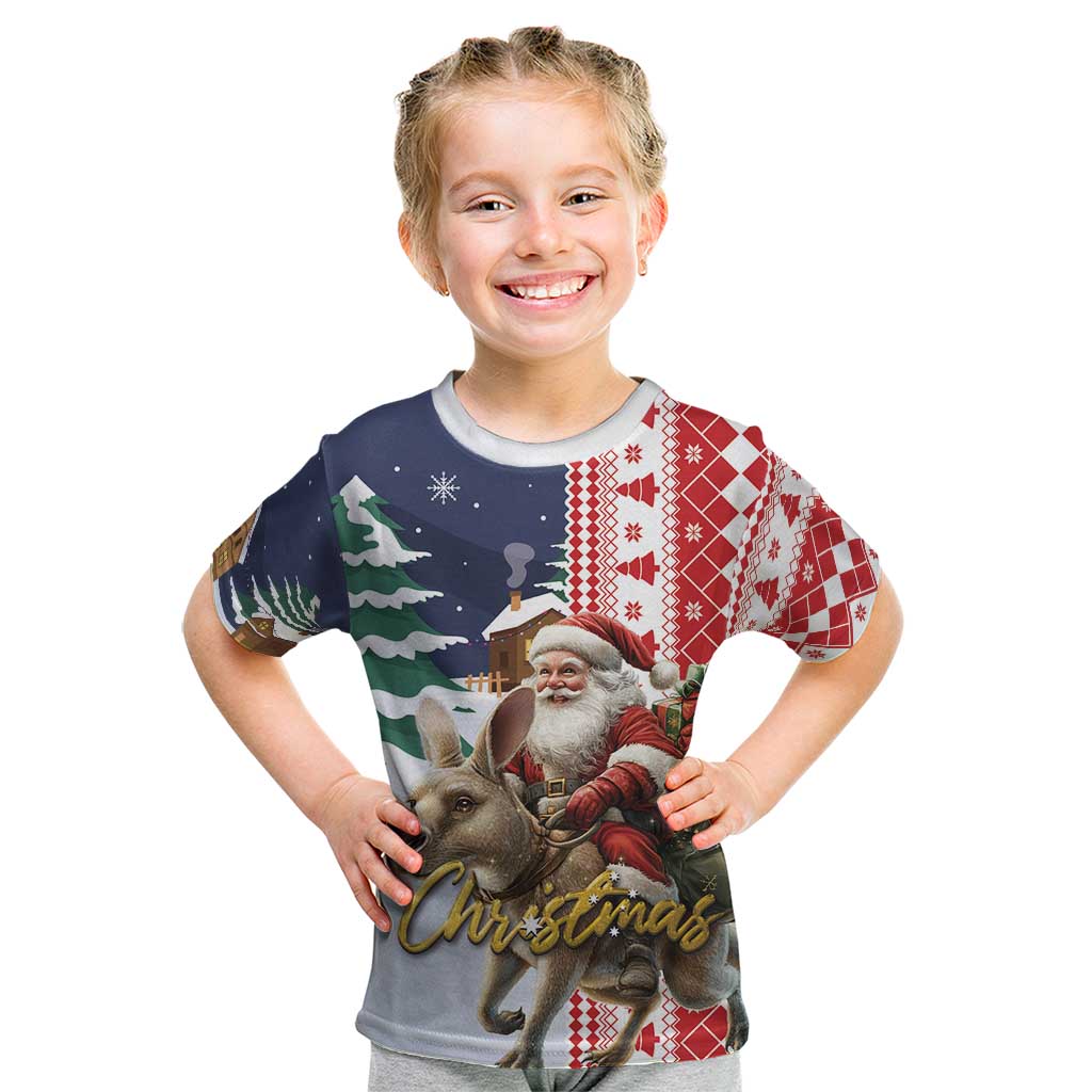 Kangaroo Australia Christmas Kid T Shirt Xmas Pattern