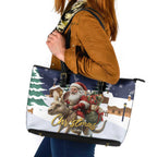 Kangaroo Australia Christmas Leather Tote Bag Xmas Pattern