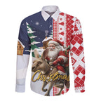 Kangaroo Australia Christmas Long Sleeve Button Shirt Xmas Pattern