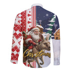 Kangaroo Australia Christmas Long Sleeve Button Shirt Xmas Pattern