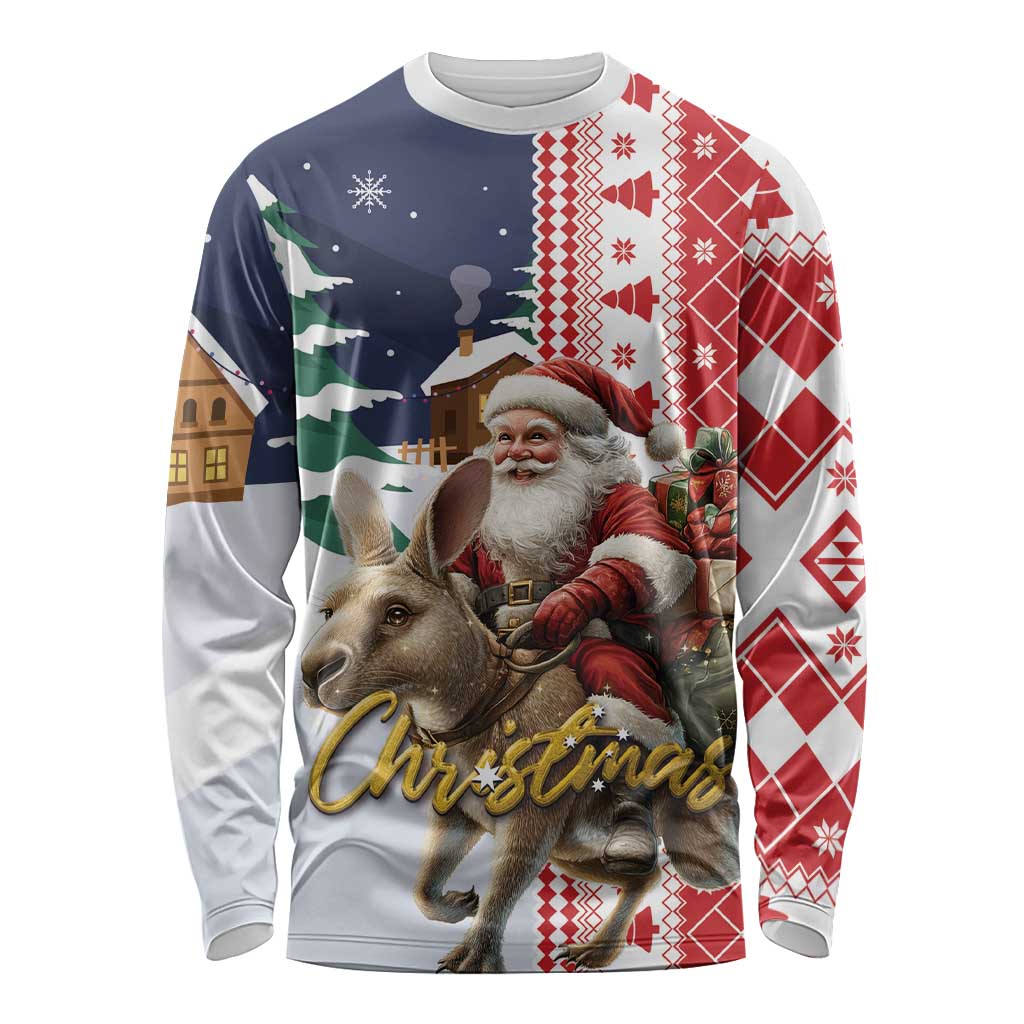 Kangaroo Australia Christmas Long Sleeve Shirt Xmas Pattern