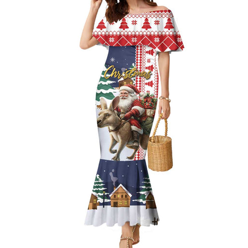 Kangaroo Australia Christmas Mermaid Dress Xmas Pattern