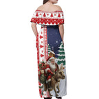 Kangaroo Australia Christmas Off Shoulder Maxi Dress Xmas Pattern