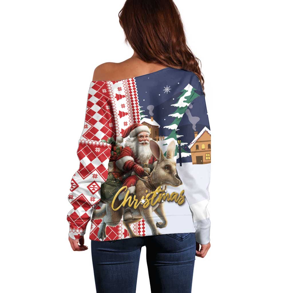 Kangaroo Australia Christmas Off Shoulder Sweater Xmas Pattern