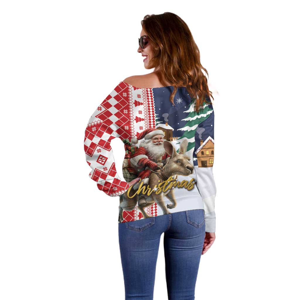 Kangaroo Australia Christmas Off Shoulder Sweater Xmas Pattern