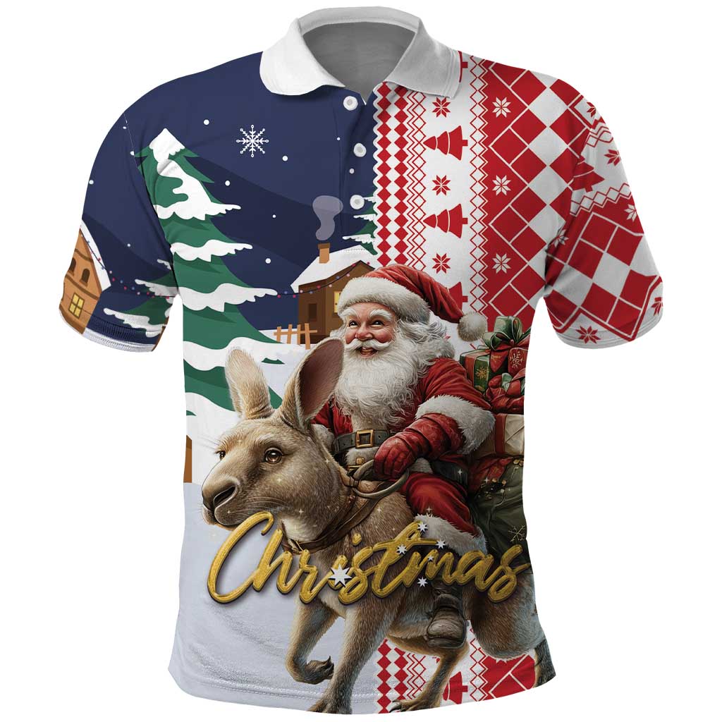 Kangaroo Australia Christmas Polo Shirt Xmas Pattern
