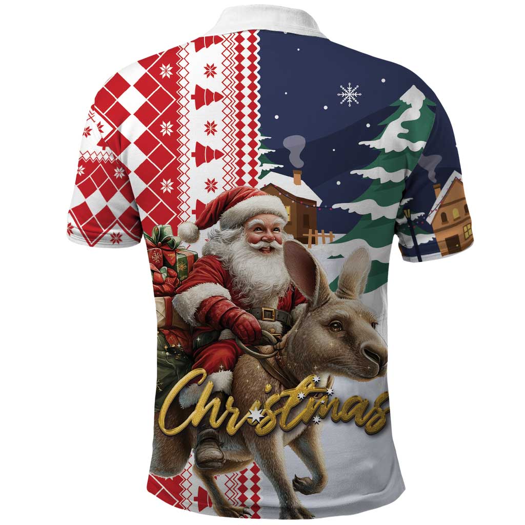 Kangaroo Australia Christmas Polo Shirt Xmas Pattern