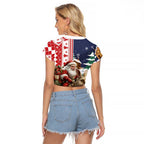 Kangaroo Australia Christmas Raglan Cropped T Shirt Xmas Pattern