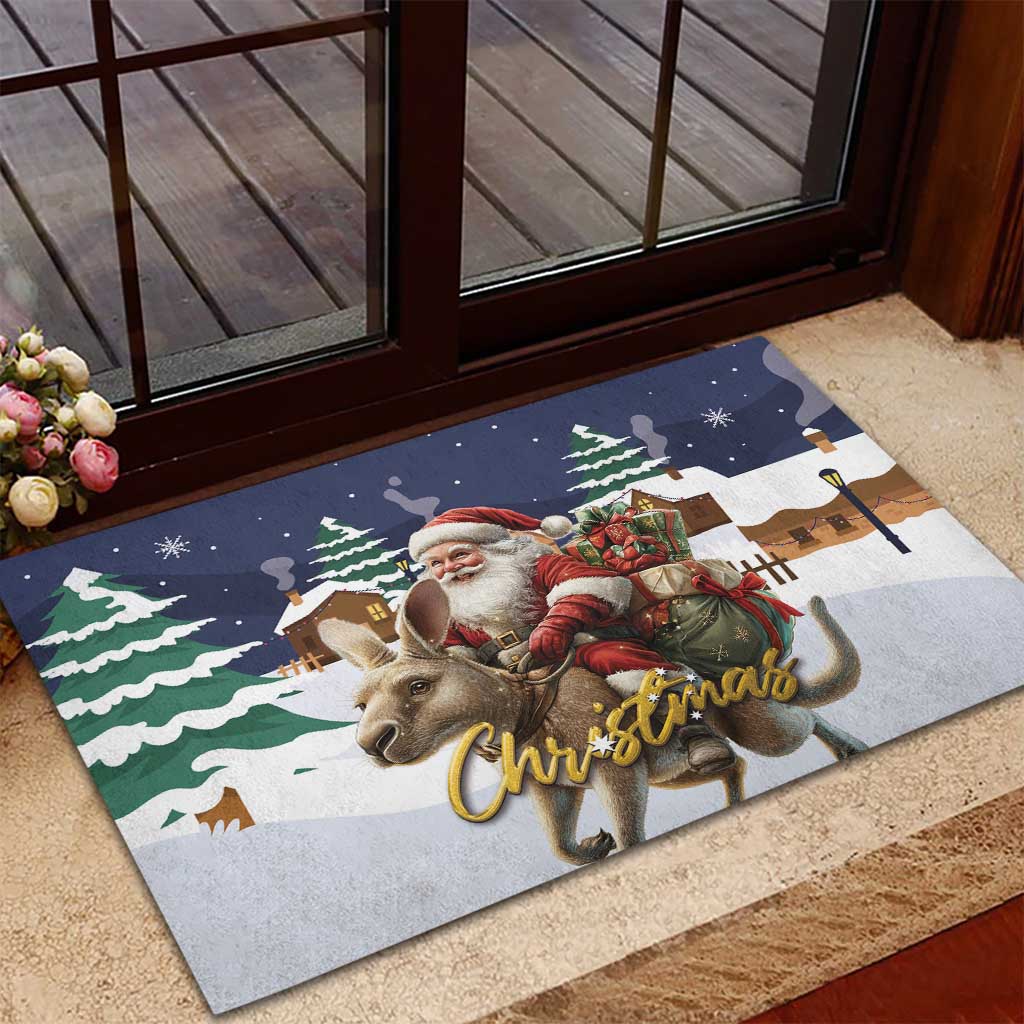 Kangaroo Australia Christmas Rubber Doormat Xmas Pattern