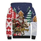 Kangaroo Australia Christmas Sherpa Hoodie Xmas Pattern