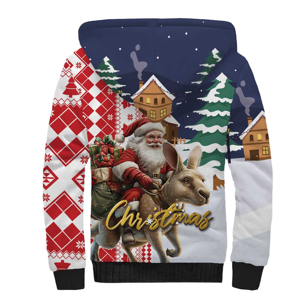 Kangaroo Australia Christmas Sherpa Hoodie Xmas Pattern