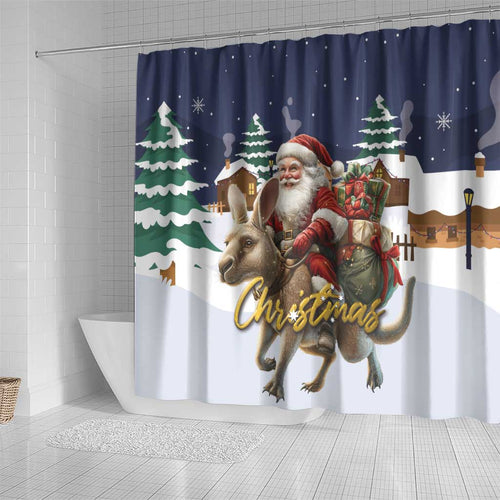 Kangaroo Australia Christmas Shower Curtain Xmas Pattern