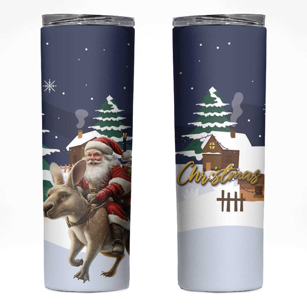 Kangaroo Australia Christmas Skinny Tumbler Xmas Pattern