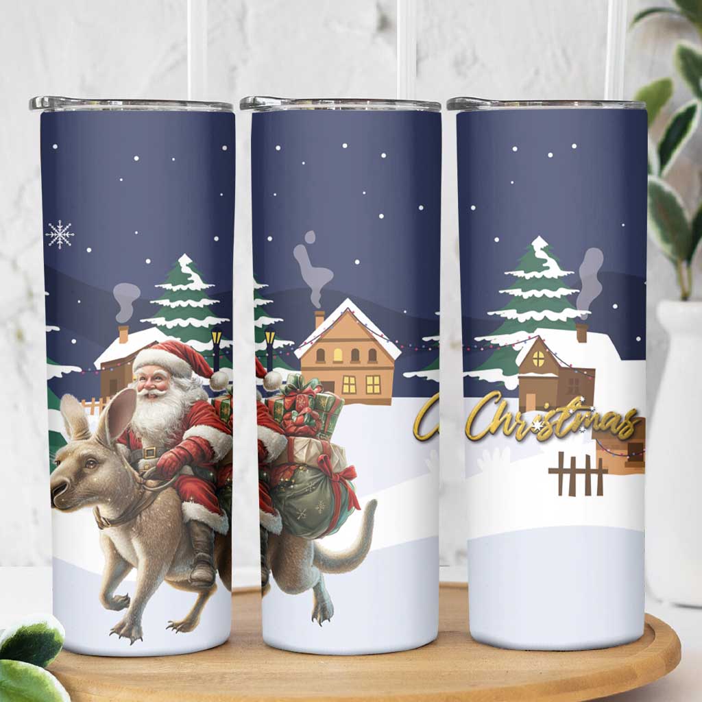 Kangaroo Australia Christmas Skinny Tumbler Xmas Pattern