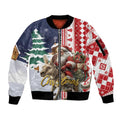 Kangaroo Australia Christmas Sleeve Zip Bomber Jacket Xmas Pattern