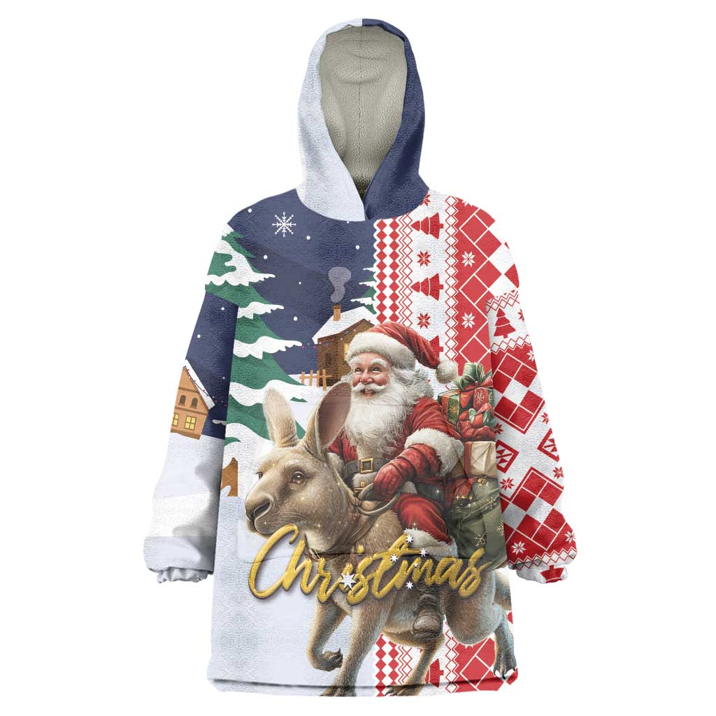 Kangaroo Australia Christmas Wearable Blanket Hoodie Xmas Pattern