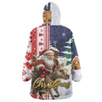 Kangaroo Australia Christmas Wearable Blanket Hoodie Xmas Pattern