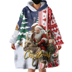 Kangaroo Australia Christmas Wearable Blanket Hoodie Xmas Pattern