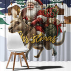 Kangaroo Australia Christmas Window Curtain Xmas Pattern
