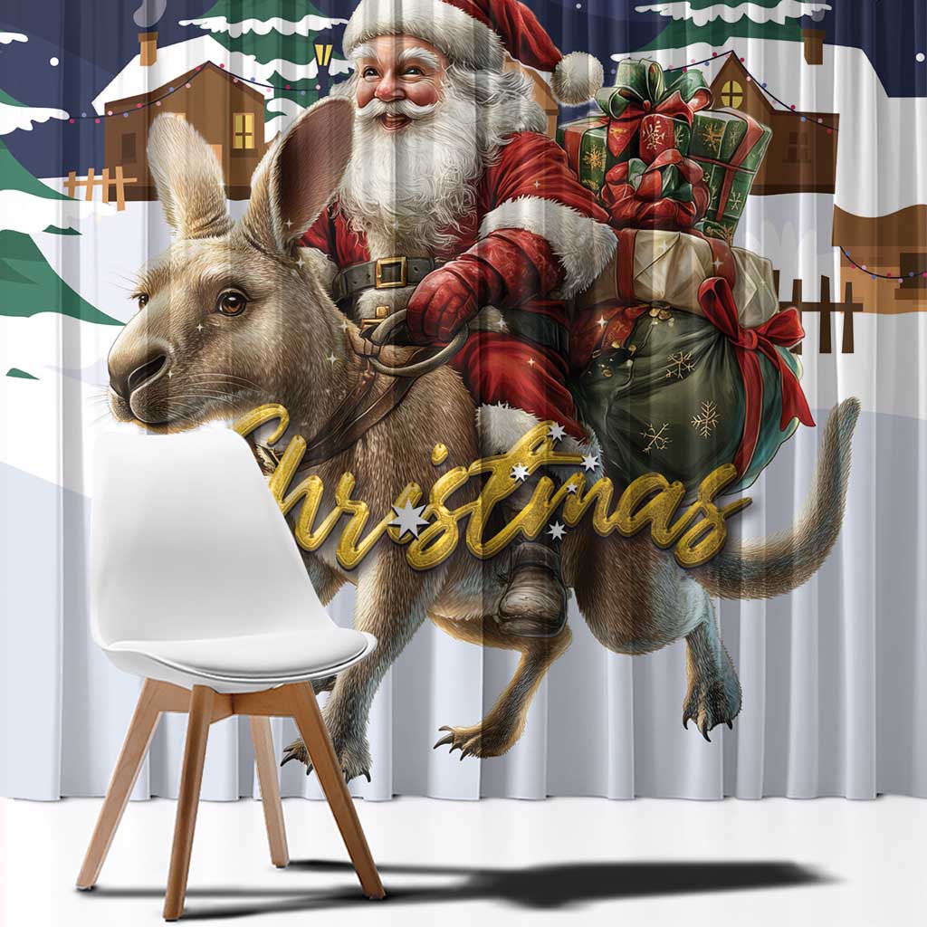 Kangaroo Australia Christmas Window Curtain Xmas Pattern