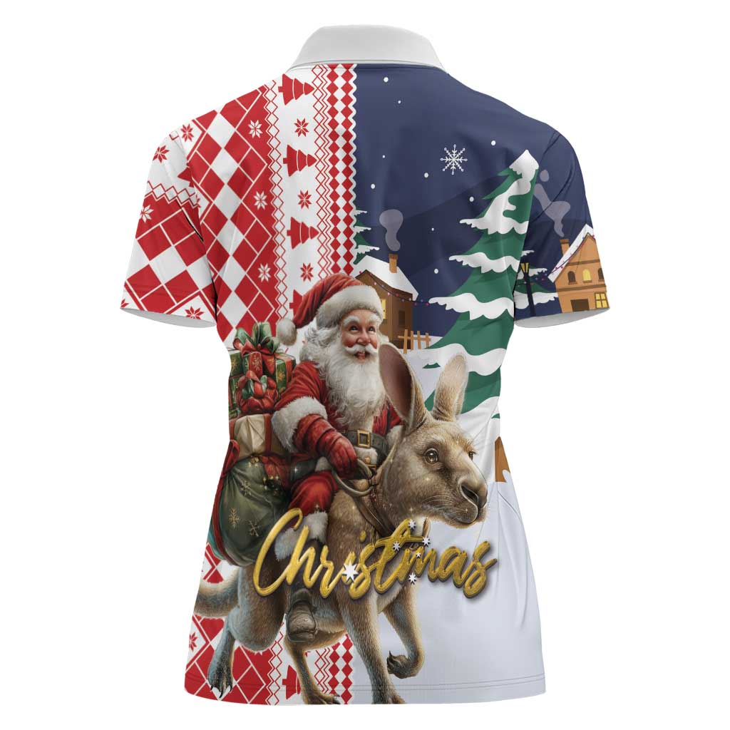 Kangaroo Australia Christmas Women Polo Shirt Xmas Pattern