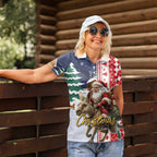 Kangaroo Australia Christmas Women Polo Shirt Xmas Pattern