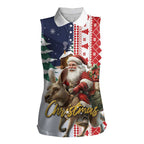 Kangaroo Australia Christmas Women Sleeveless Polo Shirt Xmas Pattern