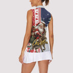 Kangaroo Australia Christmas Women Sleeveless Polo Shirt Xmas Pattern