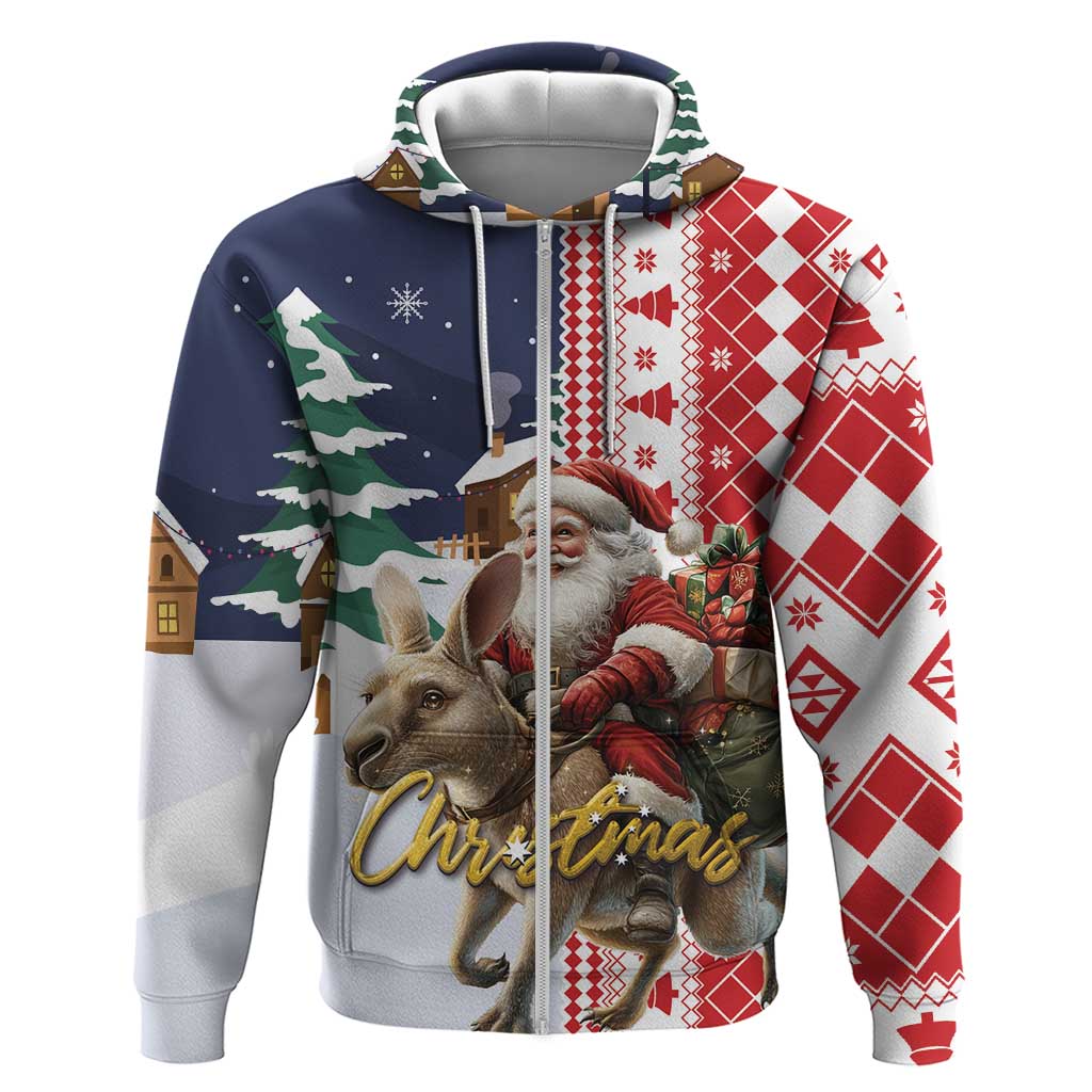 Kangaroo Australia Christmas Zip Hoodie Xmas Pattern