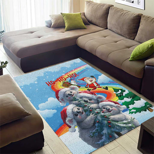 Australia Koala Christmas Area Rug Santa Claus Ho Ho Ho