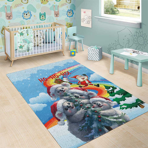 Australia Koala Christmas Area Rug Santa Claus Ho Ho Ho