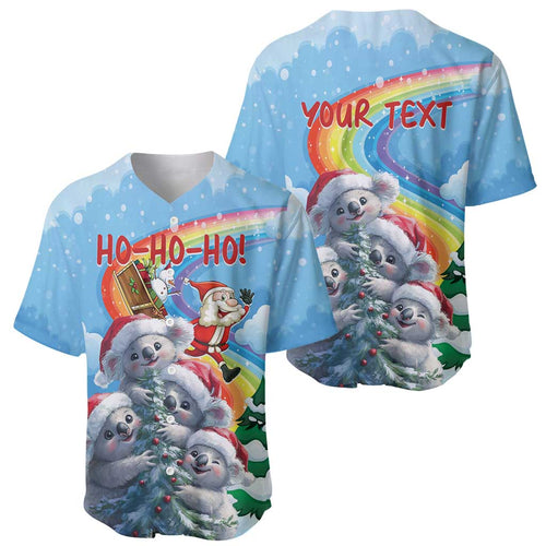 Personalised Australia Koala Christmas Baseball Jersey Santa Claus Ho Ho Ho