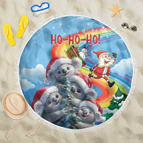 Australia Koala Christmas Beach Blanket Santa Claus Ho Ho Ho