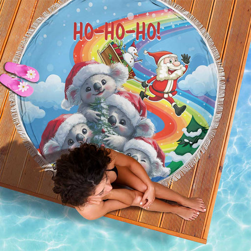 Australia Koala Christmas Beach Blanket Santa Claus Ho Ho Ho