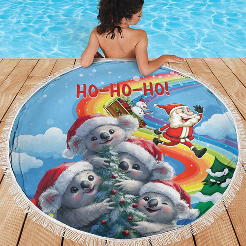 Australia Koala Christmas Beach Blanket Santa Claus Ho Ho Ho